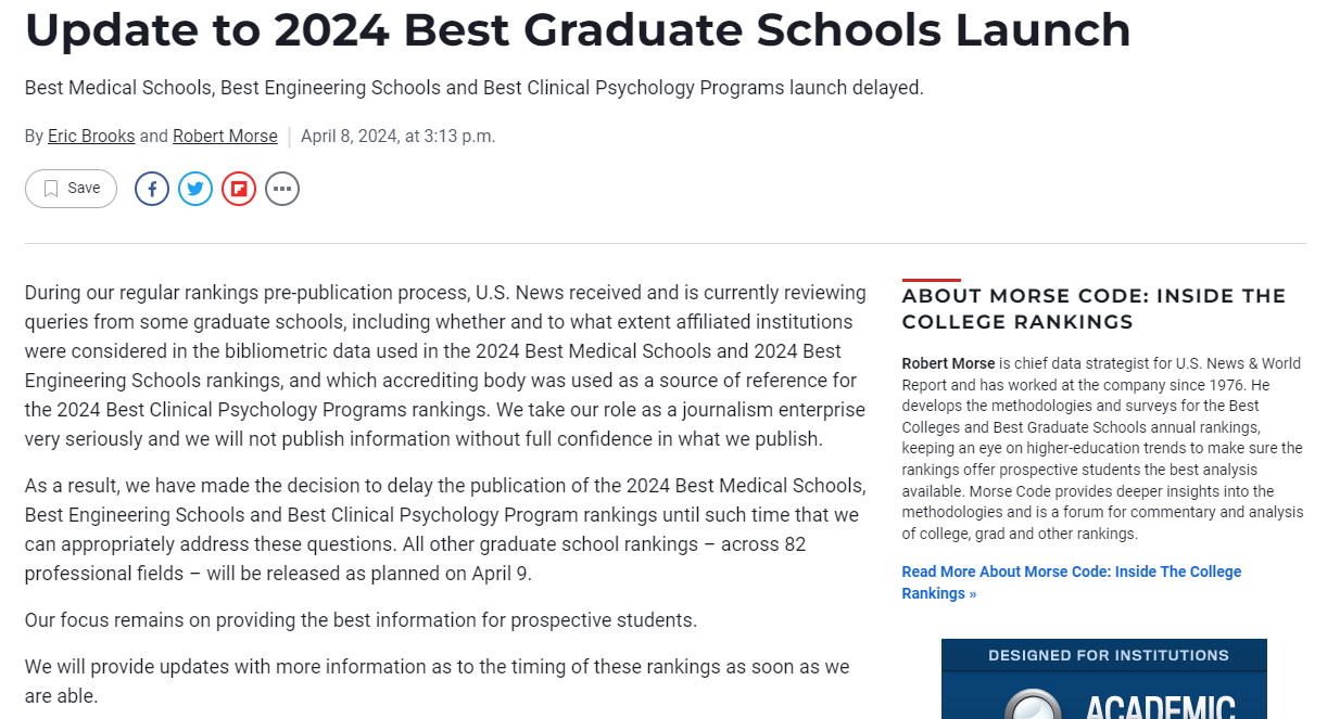 US News发布2025年最佳研究生院校排名！斯坦福登顶，哥大跌出前十